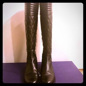 Stuart Weitzman black quilted nappa leather boots
